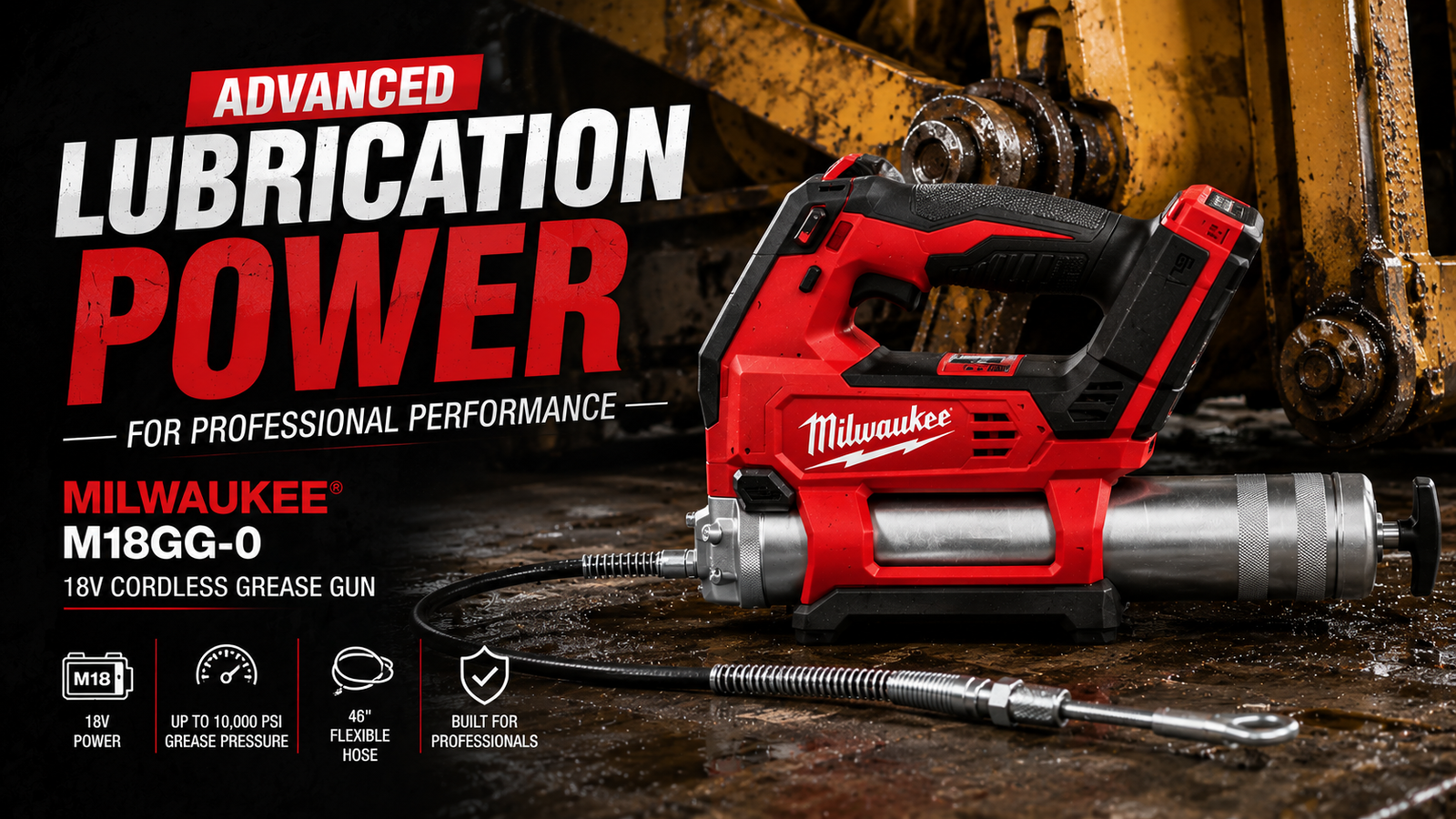 Advanced Lubrication Power – Milwaukee M18GG-0 Cordless Grease Gun for Professional Performance