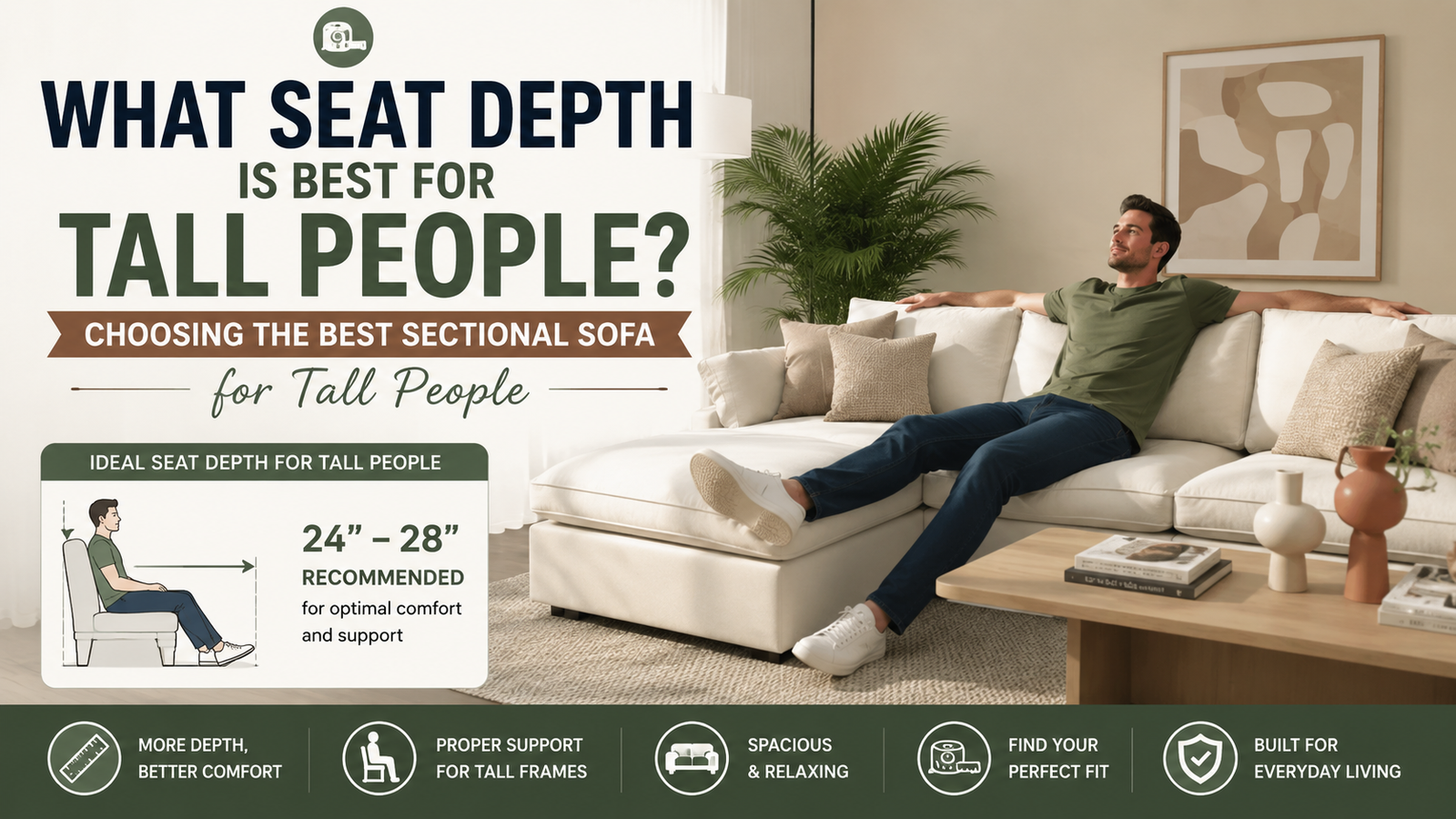 What Seat Depth Is Best for Tall People? Choosing the best sectional sofa for tall people